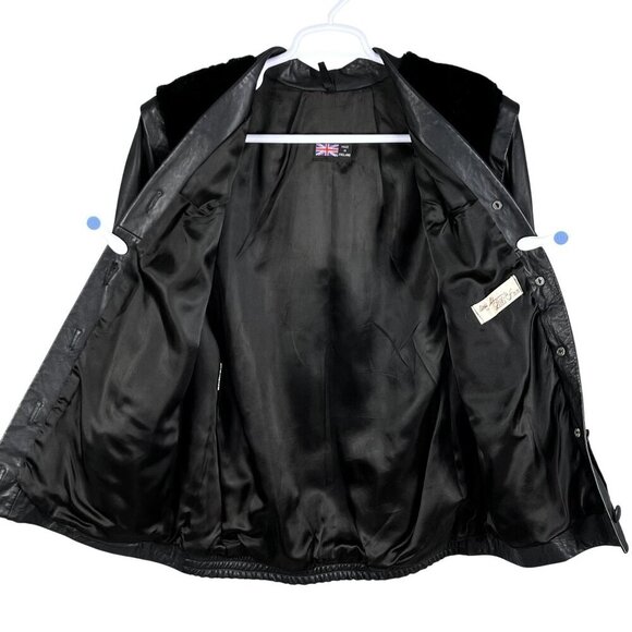 VTG Adolph Schuman For Lilli Ann L Leather Faux Fur Zip-Off Sleeve Vest Jacket - Picture 3 of 16